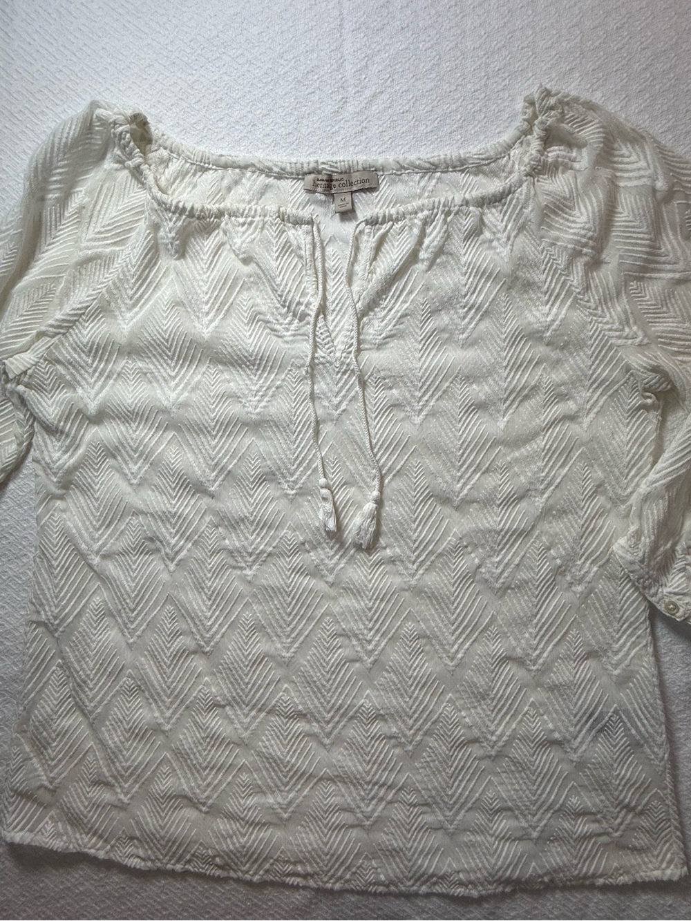Banana Republic Heritage Collection ivory embroidery tassel blouse medium